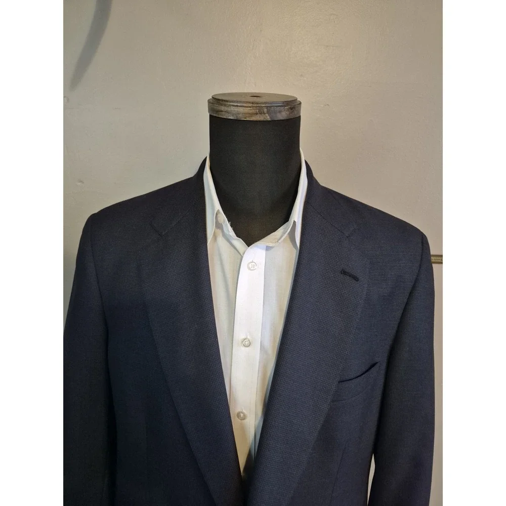 Jos A Bank Mens Wool Sports Coat 42L Navy Blue Vintage USA Made 2 Button Blazer